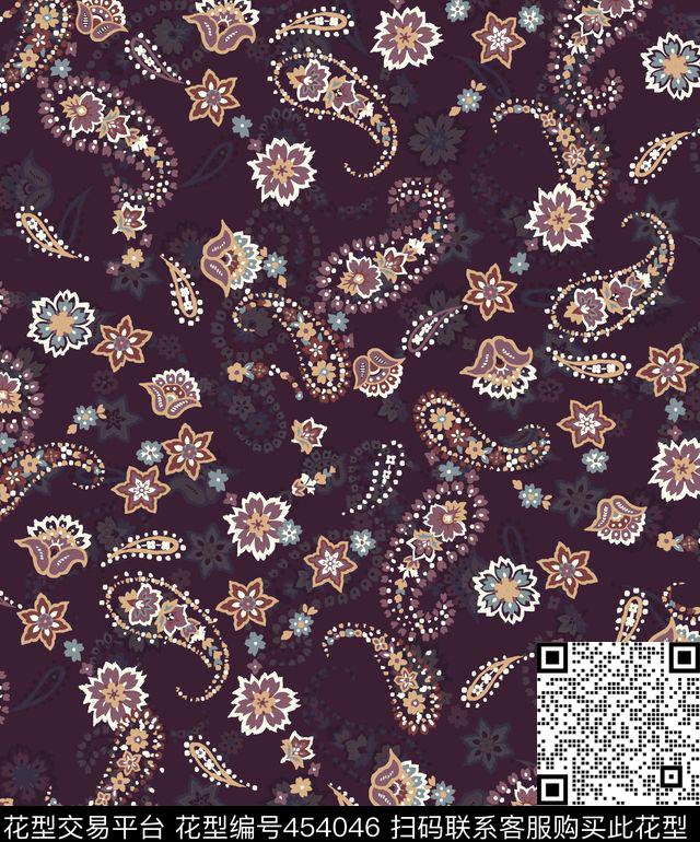 流行时尚大牌腰果花数码印花数码印花华亿平台下载（图片编号: 454046） - 瓦栏（Walan）
