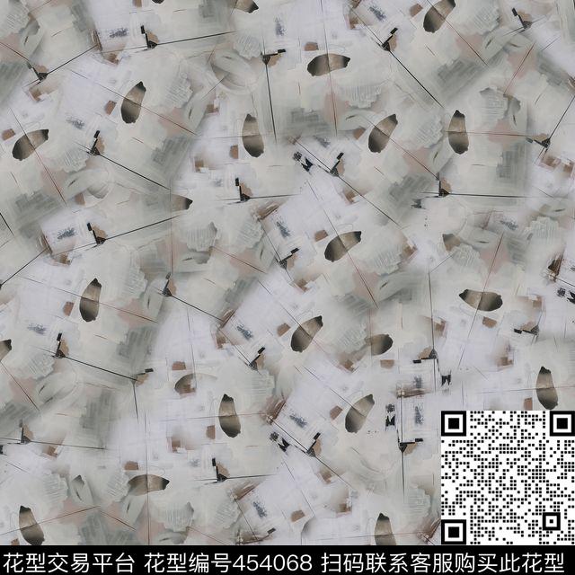 时尚手绘线条斑点数码印花华亿平台下载（图片编号: 454068） - 瓦栏（Walan）