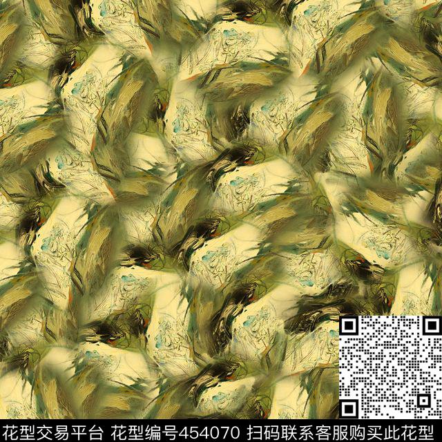 复古笔触手绘数码印花华亿平台下载（图片编号: 454070） - 瓦栏（Walan）