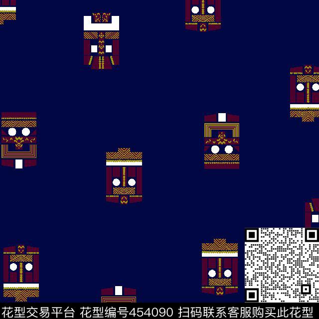 男装华亿平台几何面具彩拔华亿平台传统印花华亿平台下载（图片编号: 454090） - 瓦栏（Walan）