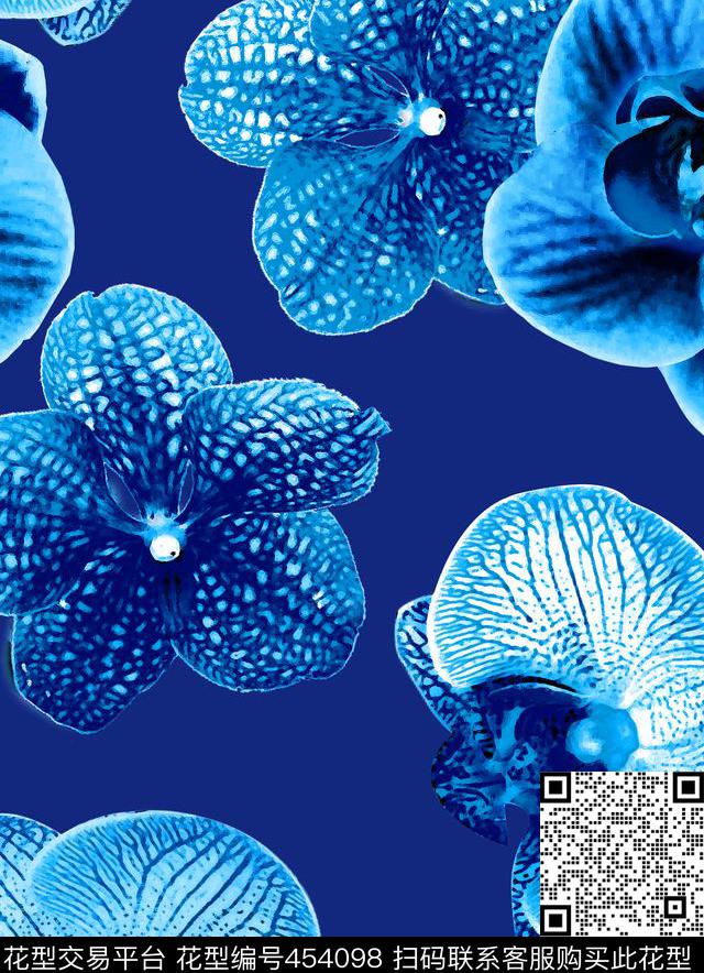 朵花拼贴蝴蝶兰欧美传统印花华亿平台下载（图片编号: 454098） - 瓦栏（Walan）