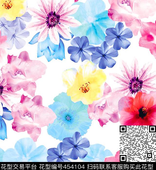 朵花粉嫩少女欧美数码印花华亿平台下载（图片编号: 454104） - 瓦栏（Walan）