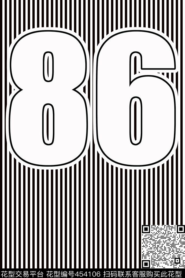 潮流数字86时尚传统印花华亿平台下载（图片编号: 454106） - 瓦栏（Walan）