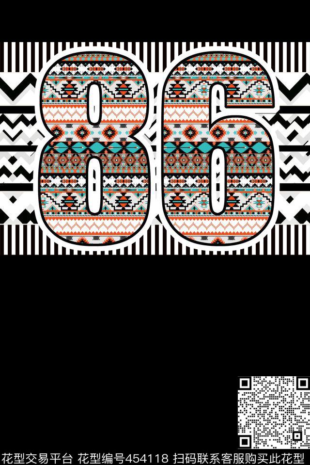 潮款民族风数字86时尚潮流传统印花华亿平台下载（图片编号: 454118） - 瓦栏（Walan）
