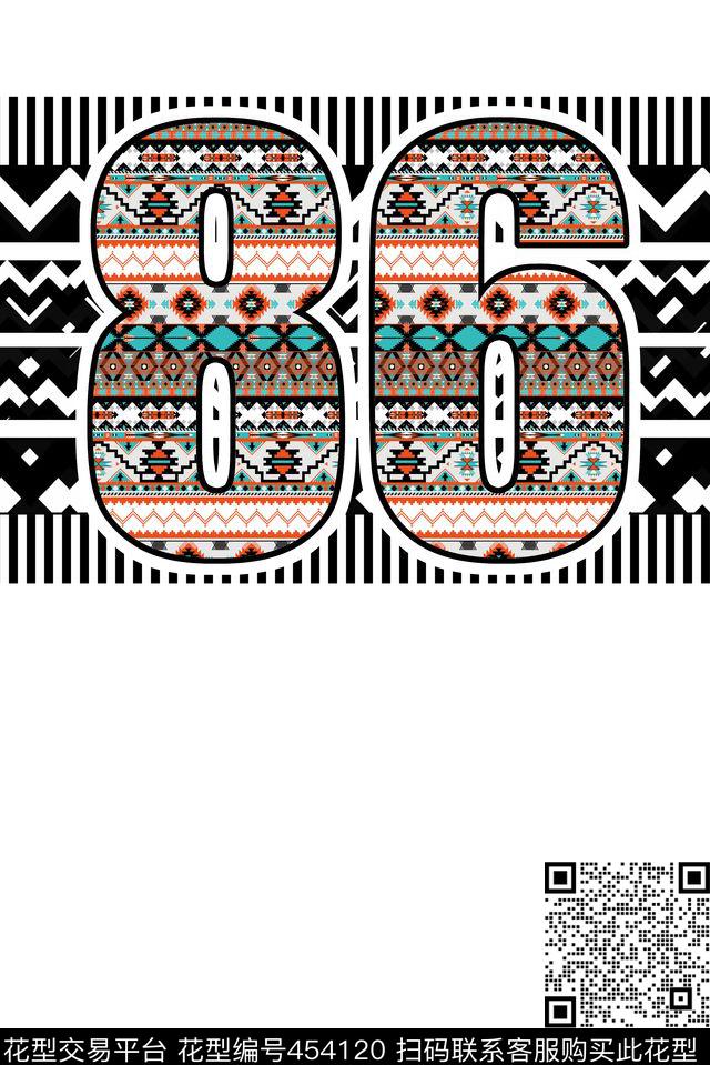 时尚潮流民族风数字86潮款传统印花华亿平台下载（图片编号: 454120） - 瓦栏（Walan）
