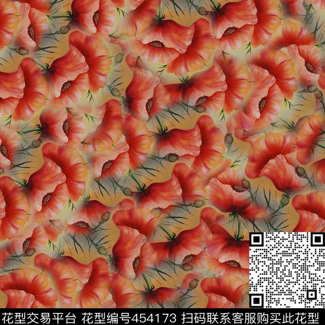 时尚花卉满铺数码印花华亿平台下载（图片编号: 454173） - 瓦栏（Walan）