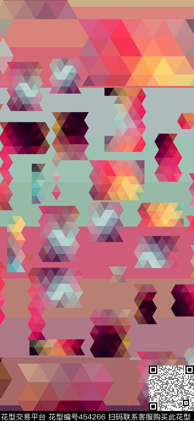 几何拼接炫彩数码印花华亿平台下载（图片编号: 454266） - 瓦栏（Walan）