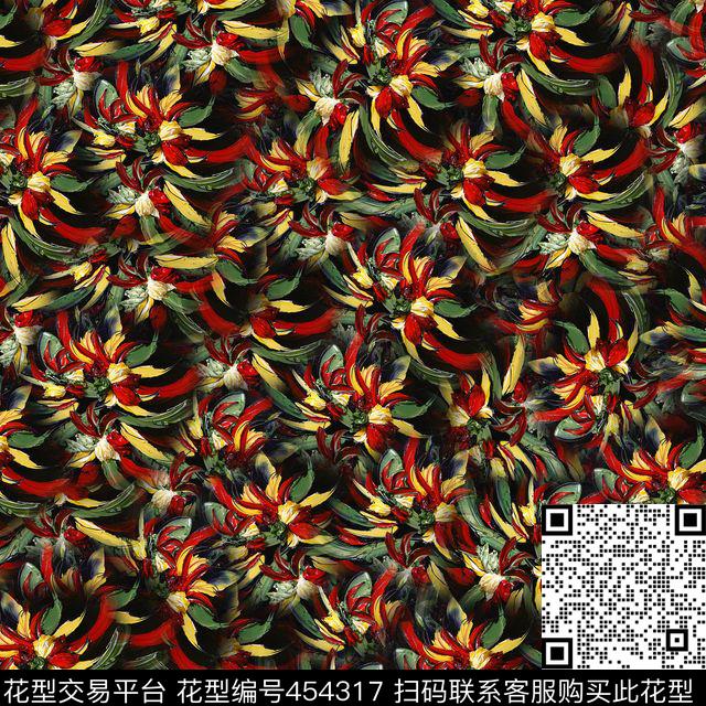 创意花卉抽象数码印花华亿平台下载（图片编号: 454317） - 瓦栏（Walan）