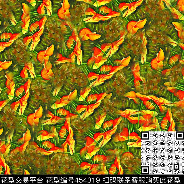 绽放郁金香创意数码印花华亿平台下载（图片编号: 454319） - 瓦栏（Walan）