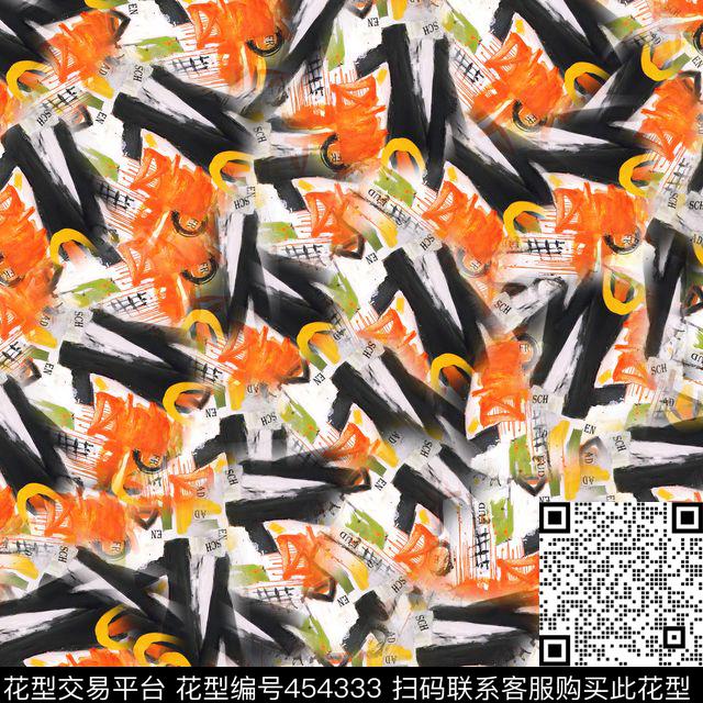 水墨英文曲谱数码印花华亿平台下载（图片编号: 454333） - 瓦栏（Walan）