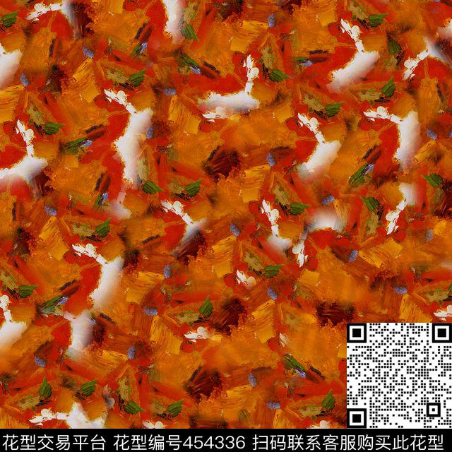 水墨泼墨抽象数码印花华亿平台下载（图片编号: 454336） - 瓦栏（Walan）