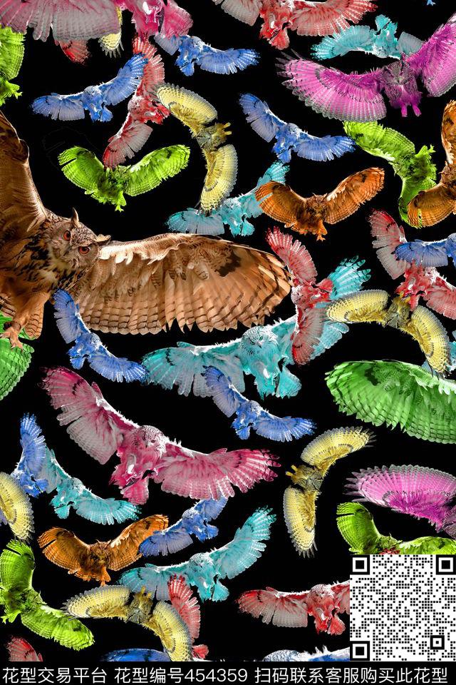 流行元素动物鹦鹉数码印花华亿平台下载（图片编号: 454359） - 瓦栏（Walan）