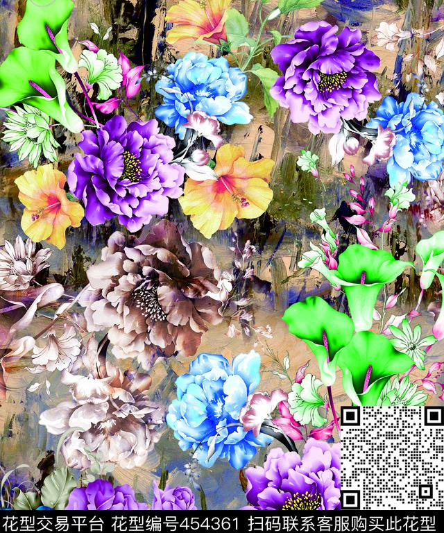 抽象底纹服装复古风景数码印花华亿平台下载（图片编号: 454361） - 瓦栏（Walan）