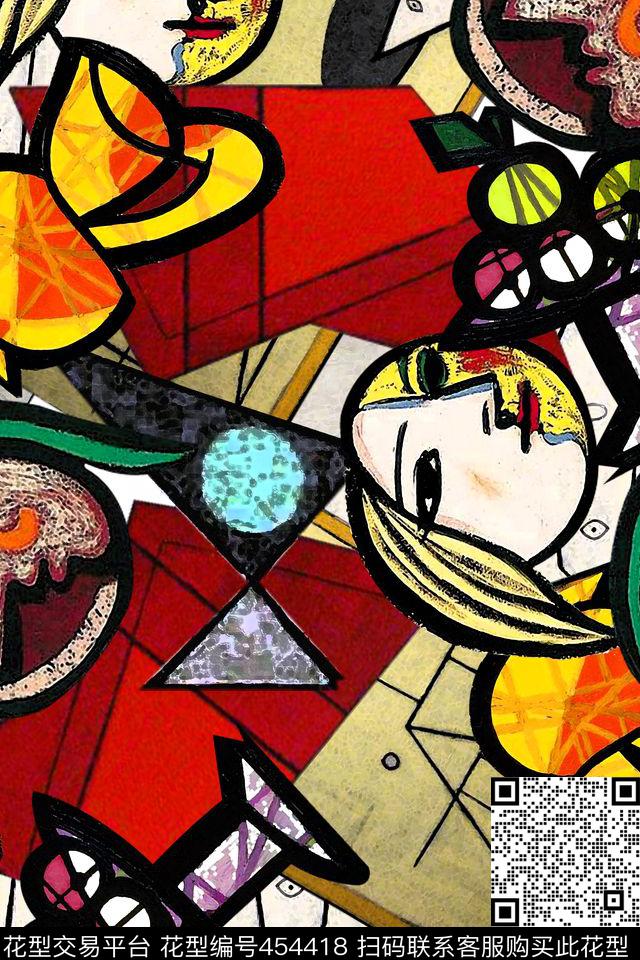 抽象复古油画传统印花华亿平台下载（图片编号: 454418） - 瓦栏（Walan）