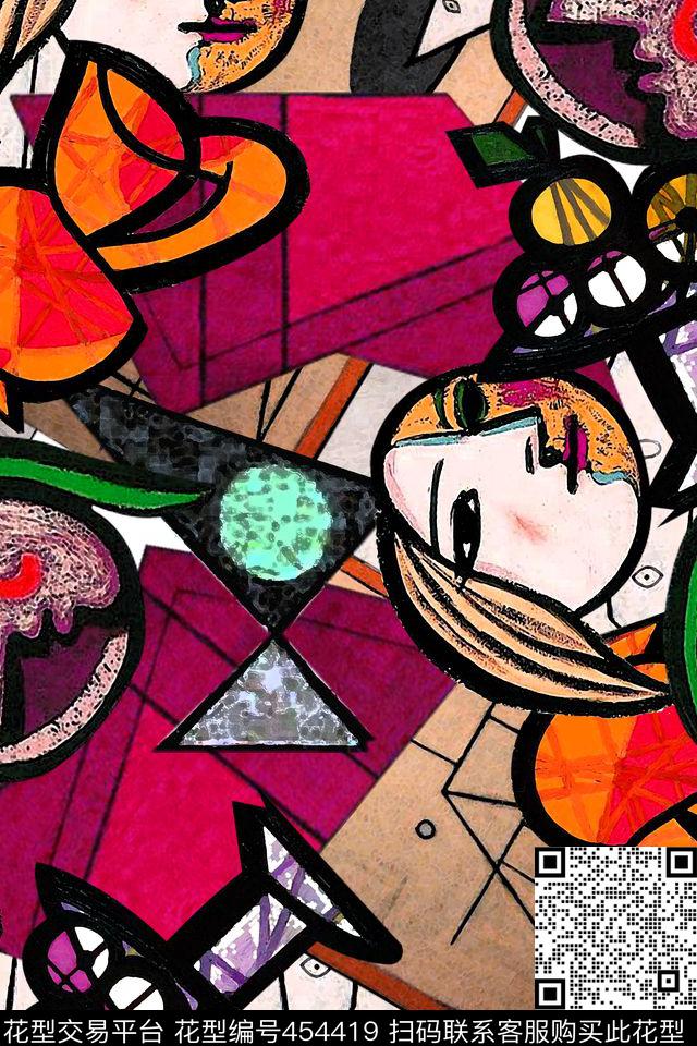 抽象复古油画传统印花华亿平台下载（图片编号: 454419） - 瓦栏（Walan）