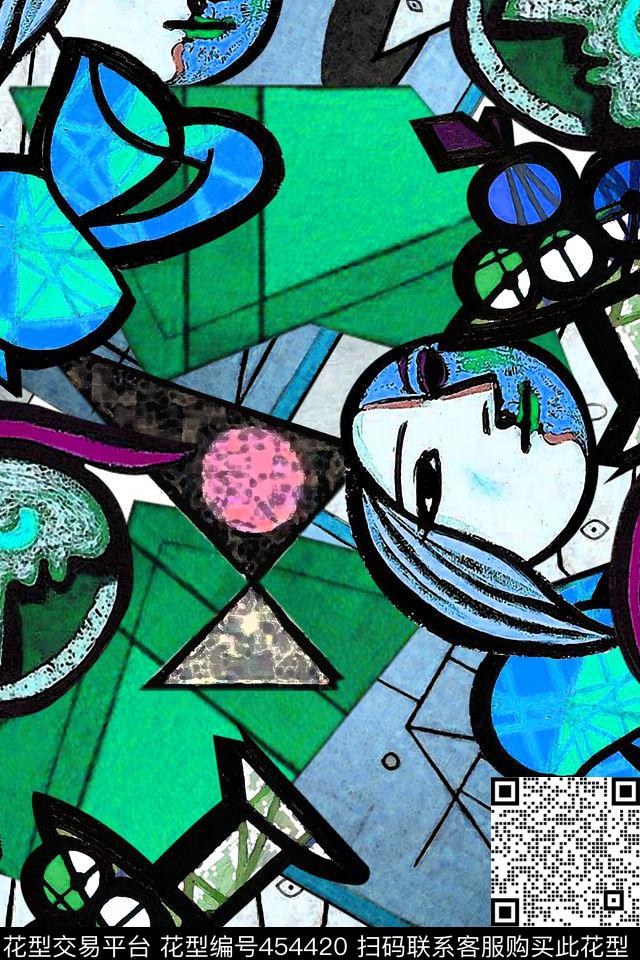 抽象复古油画传统印花华亿平台下载（图片编号: 454420） - 瓦栏（Walan）