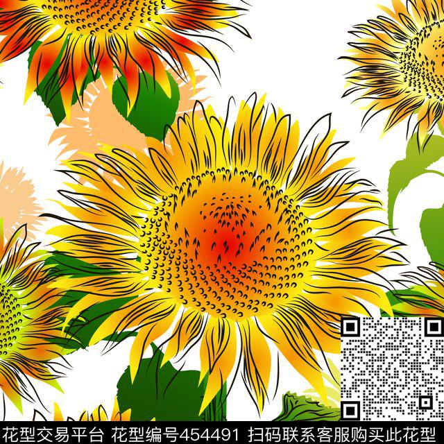 绿色阳光亮丽传统印花华亿平台下载（图片编号: 454491） - 瓦栏（Walan）