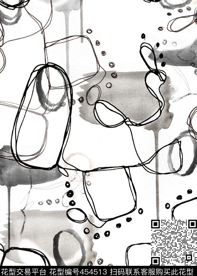 抽象简单线条传统印花华亿平台下载（图片编号: 454513） - 瓦栏（Walan）