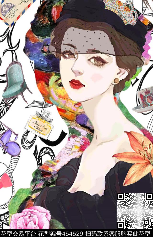 欧美复古优雅数码印花华亿平台下载（图片编号: 454529） - 瓦栏（Walan）