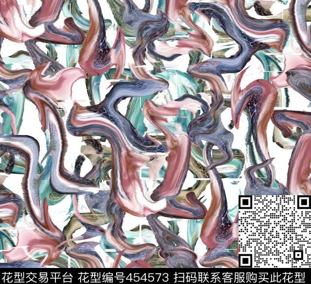 潮流男装个性抽象流动印花数码印花华亿平台下载（图片编号: 454573） - 瓦栏（Walan）