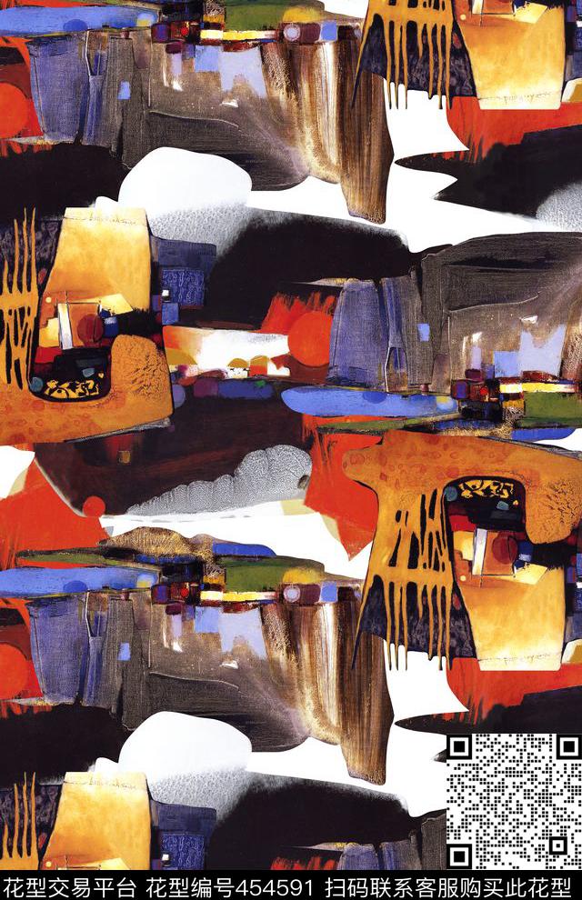 抽象抽象流动流行时尚数码印花华亿平台下载（图片编号: 454591） - 瓦栏（Walan）