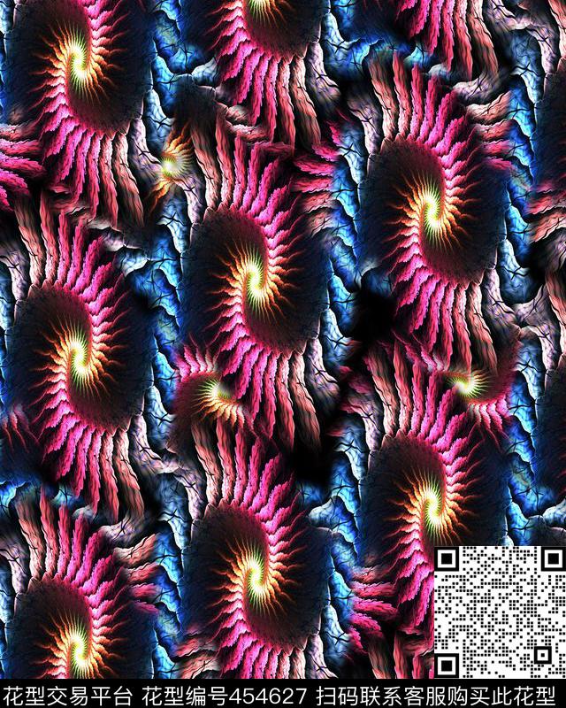 时尚华丽抽象纹数码印花华亿平台下载（图片编号: 454627） - 瓦栏（Walan）