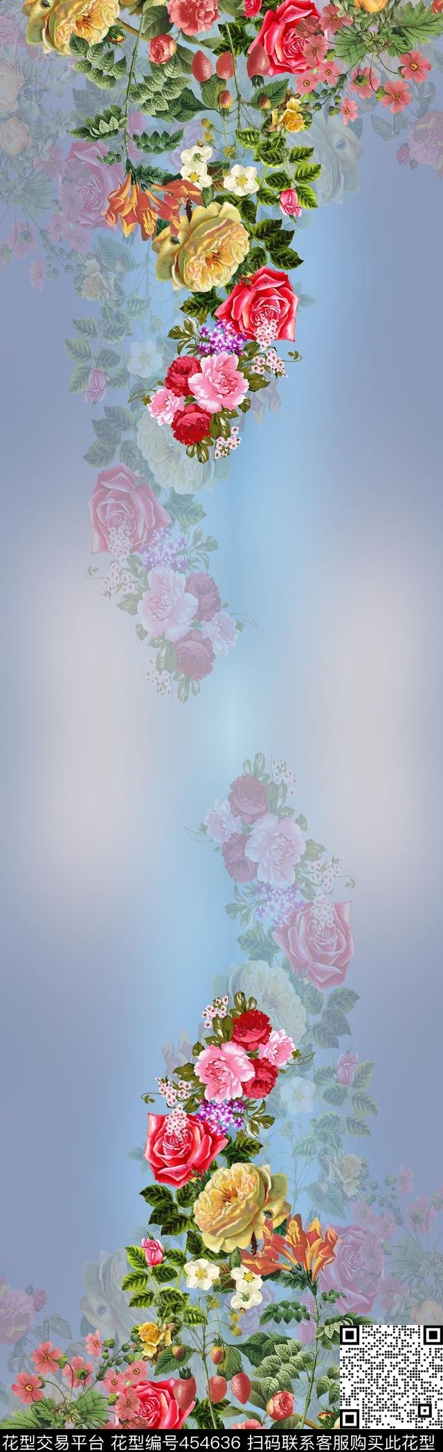 时尚花卉定位数码印花华亿平台下载（图片编号: 454636） - 瓦栏（Walan）