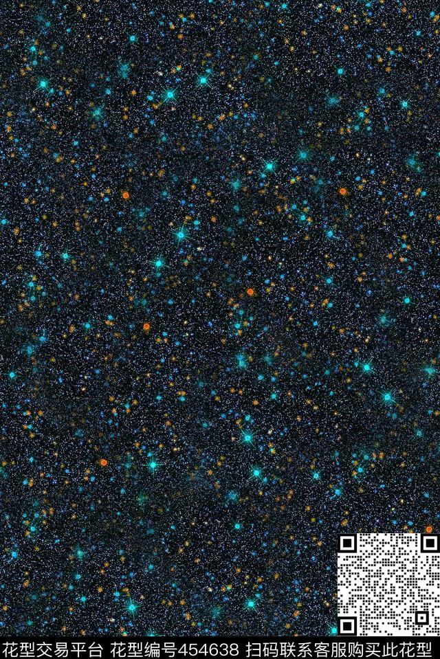 小清新时尚繁星星空流行数码印花华亿平台下载（图片编号: 454638） - 瓦栏（Walan）