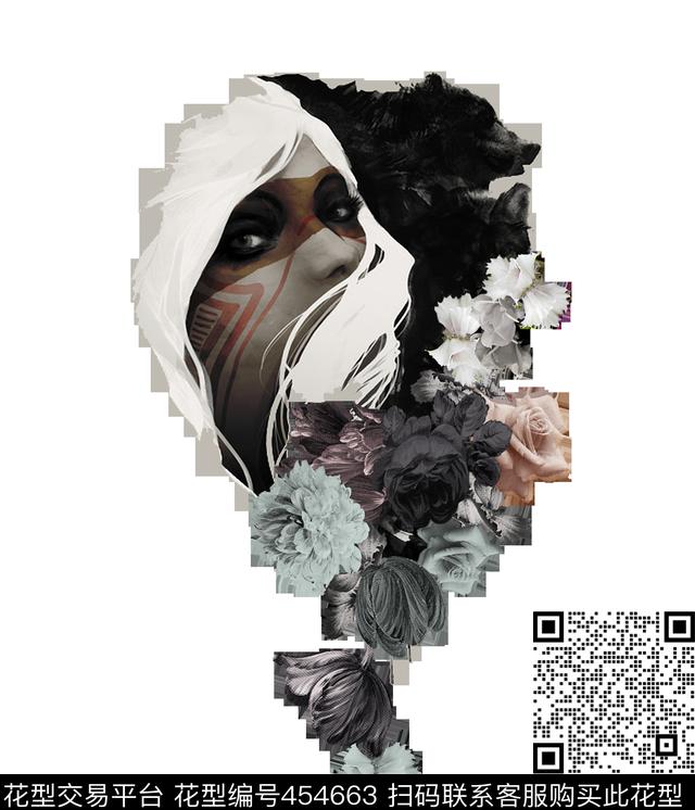 抽象花卉狼数码印花华亿平台下载（图片编号: 454663） - 瓦栏（Walan）