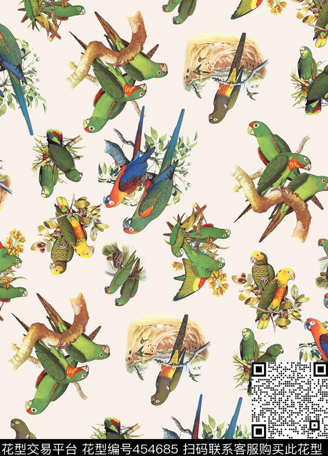 动物复古流行时尚数码印花华亿平台下载（图片编号: 454685） - 瓦栏（Walan）