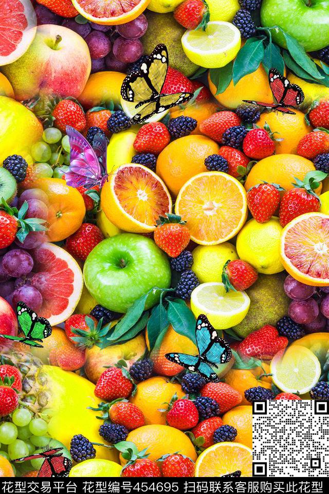 草莓橙子红色葡萄柚数码印花华亿平台下载（图片编号: 454695） - 瓦栏（Walan）