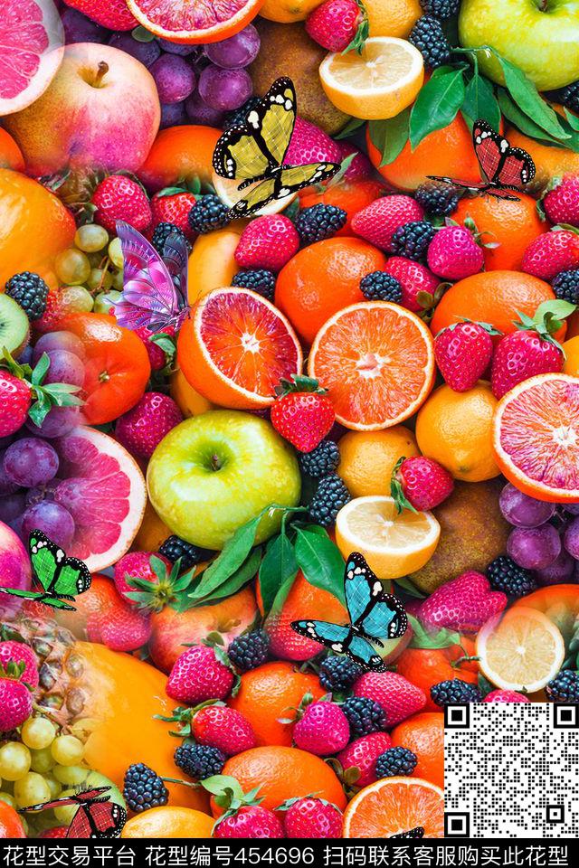 草莓橙子红色葡萄柚数码印花华亿平台下载（图片编号: 454696） - 瓦栏（Walan）