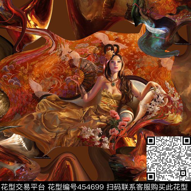 潮流复古人物数码印花华亿平台下载（图片编号: 454699） - 瓦栏（Walan）