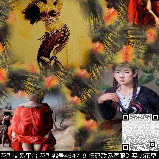 时尚人物油画数码印花华亿平台下载（图片编号: 454719） - 瓦栏（Walan）