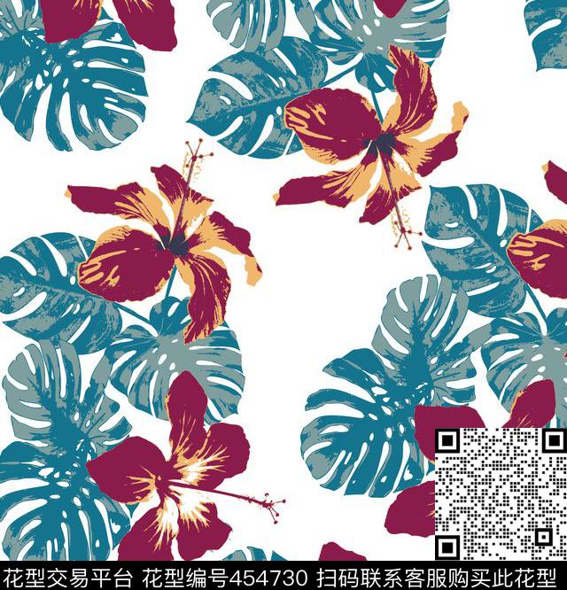 简单大方红蓝抽象传统印花华亿平台下载（图片编号: 454730） - 瓦栏（Walan）