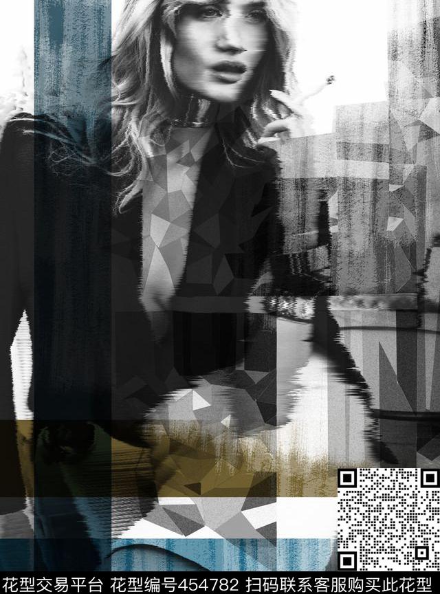 潮流时尚欧美风人物数码印花华亿平台下载（图片编号: 454782） - 瓦栏（Walan）