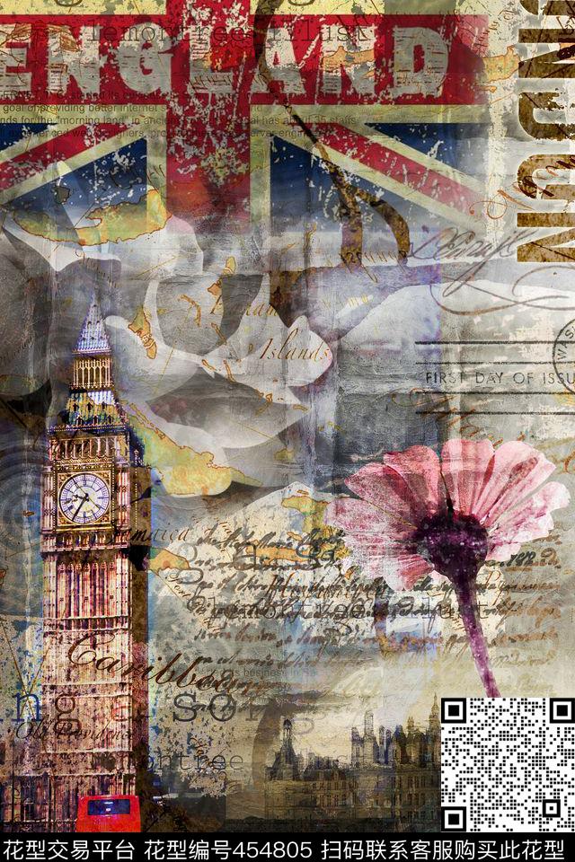 复古海报时尚数码印花华亿平台下载（图片编号: 454805） - 瓦栏（Walan）