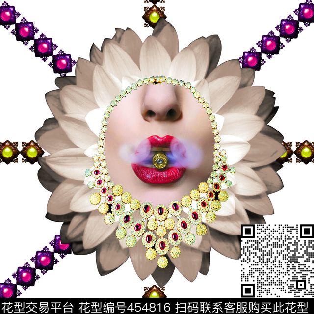 MAX-珠宝花卉定位花复古数码印花华亿平台下载（图片编号: 454816） - 瓦栏（Walan）