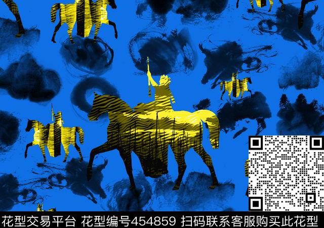 剪影建筑水墨数码印花华亿平台下载（图片编号: 454859） - 瓦栏（Walan）