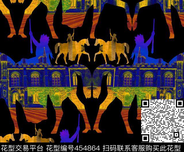 剪影建筑马数码印花华亿平台下载（图片编号: 454864） - 瓦栏（Walan）