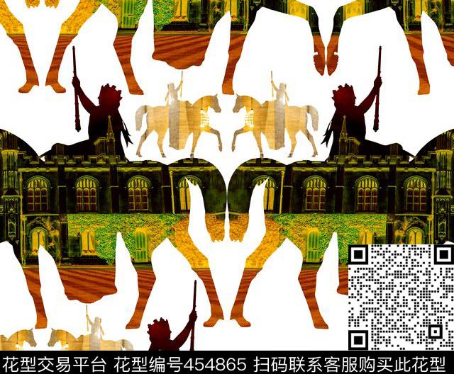 剪影建筑马数码印花华亿平台下载（图片编号: 454865） - 瓦栏（Walan）
