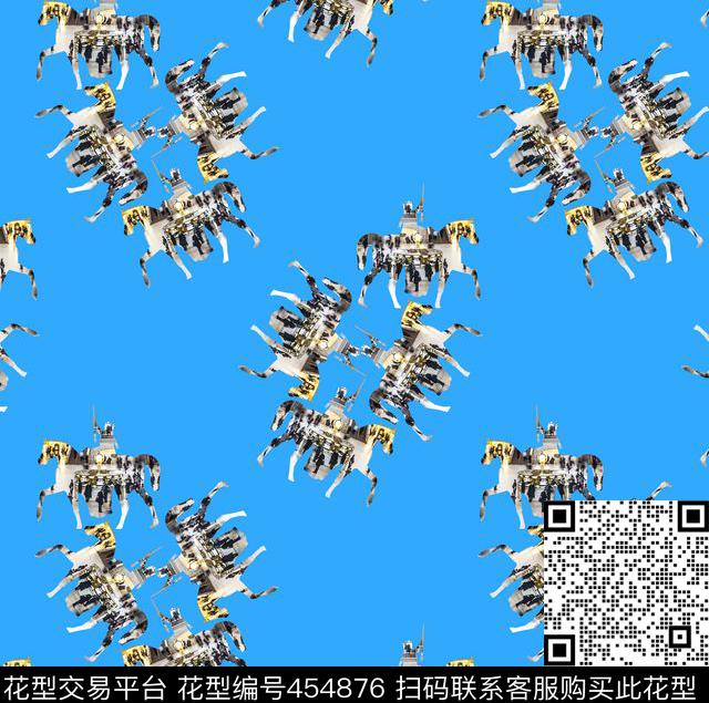 剪影建筑马数码印花华亿平台下载（图片编号: 454876） - 瓦栏（Walan）