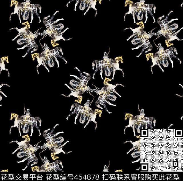 剪影建筑马数码印花华亿平台下载（图片编号: 454878） - 瓦栏（Walan）