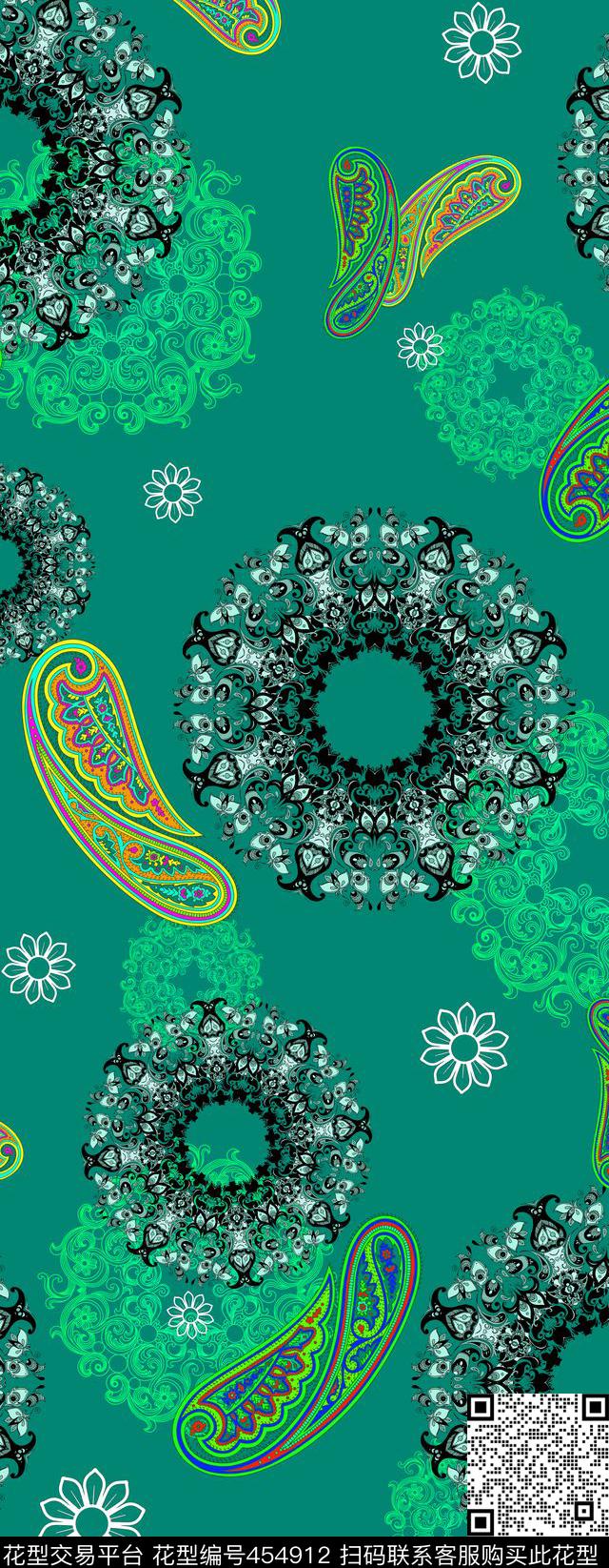 佩斯利曼陀罗圆形传统印花华亿平台下载（图片编号: 454912） - 瓦栏（Walan）