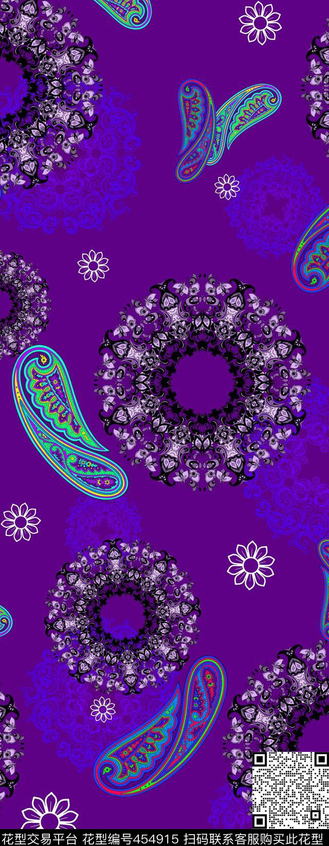 佩斯利曼陀罗圆形传统印花华亿平台下载（图片编号: 454915） - 瓦栏（Walan）