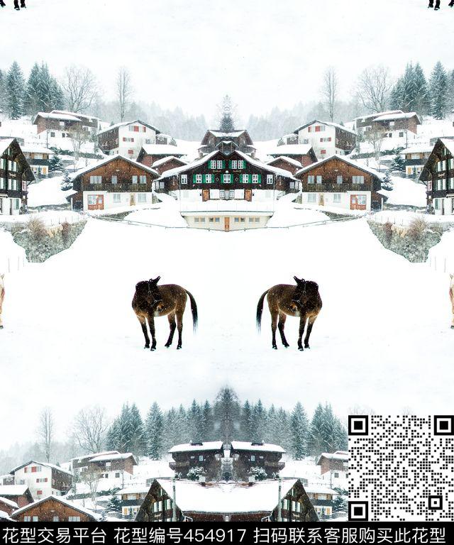 建筑马风景数码印花华亿平台下载（图片编号: 454917） - 瓦栏（Walan）