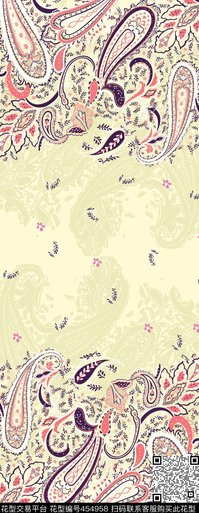 清新佩斯利腰果清新长巾华亿平台F-S丝巾方巾华亿平台传统印花华亿平台下载（图片编号: 454958） - 瓦栏（Walan）