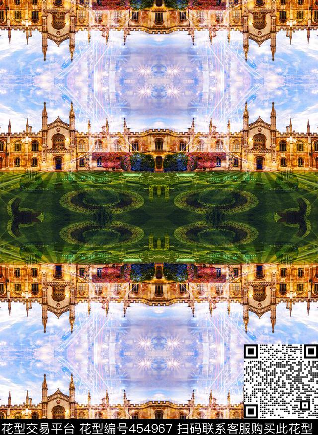 古堡建筑炫彩数码印花华亿平台下载（图片编号: 454967） - 瓦栏（Walan）