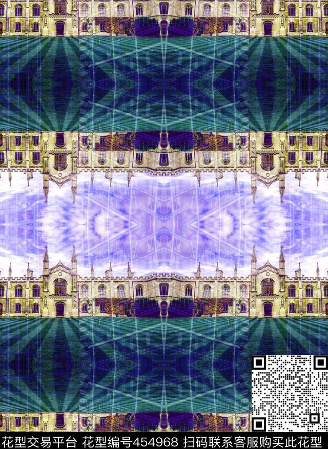 古堡建筑炫彩数码印花华亿平台下载（图片编号: 454968） - 瓦栏（Walan）