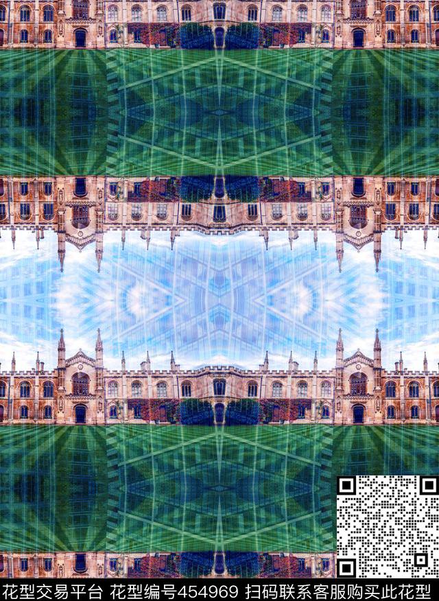 古堡建筑炫彩数码印花华亿平台下载（图片编号: 454969） - 瓦栏（Walan）